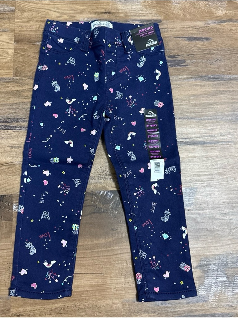 Girls Navy Printed Jeggings